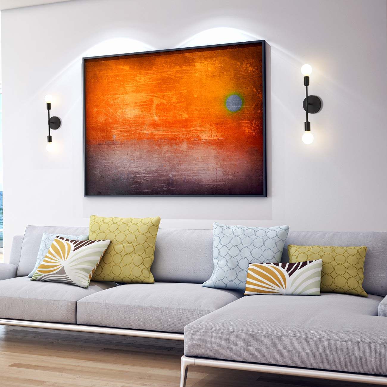 Modernist Wall Light in living room.