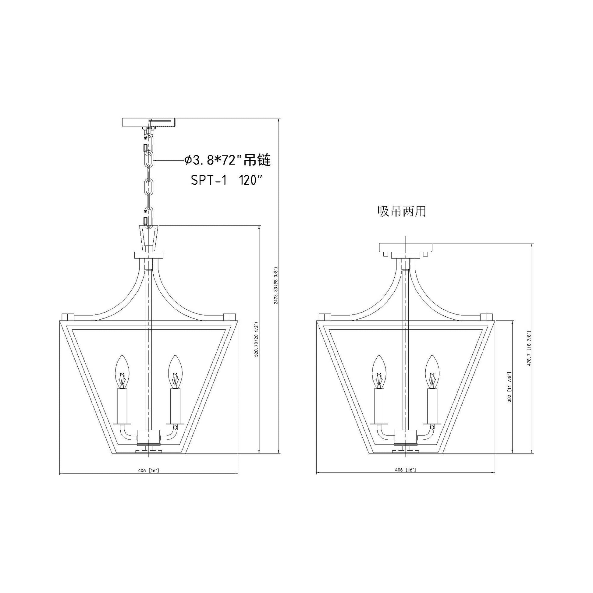 Montalcino Chandelier - line drawing.