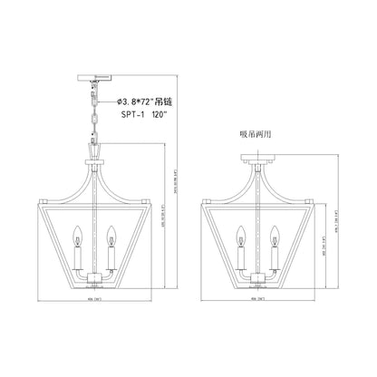 Montalcino Chandelier - line drawing.