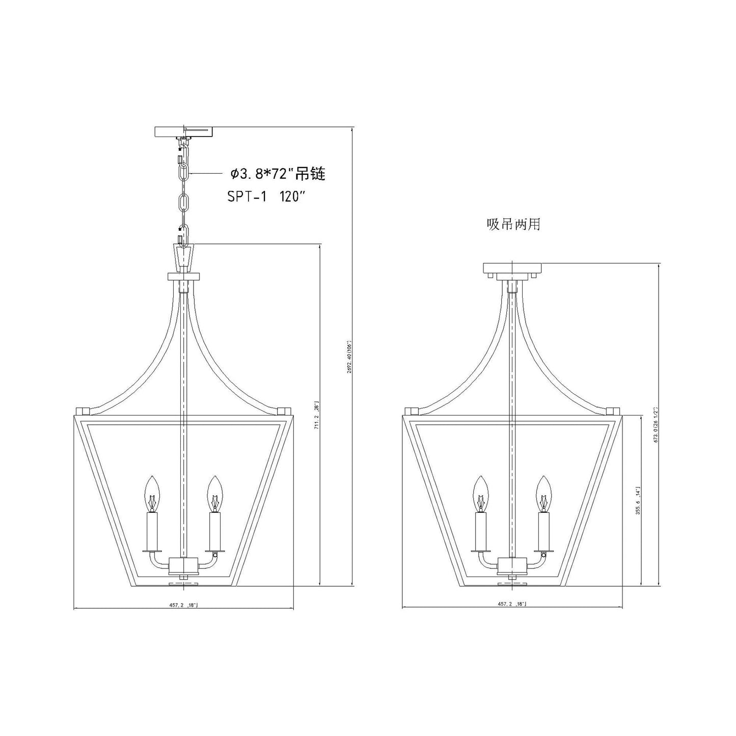 Montalcino Chandelier - line drawing.