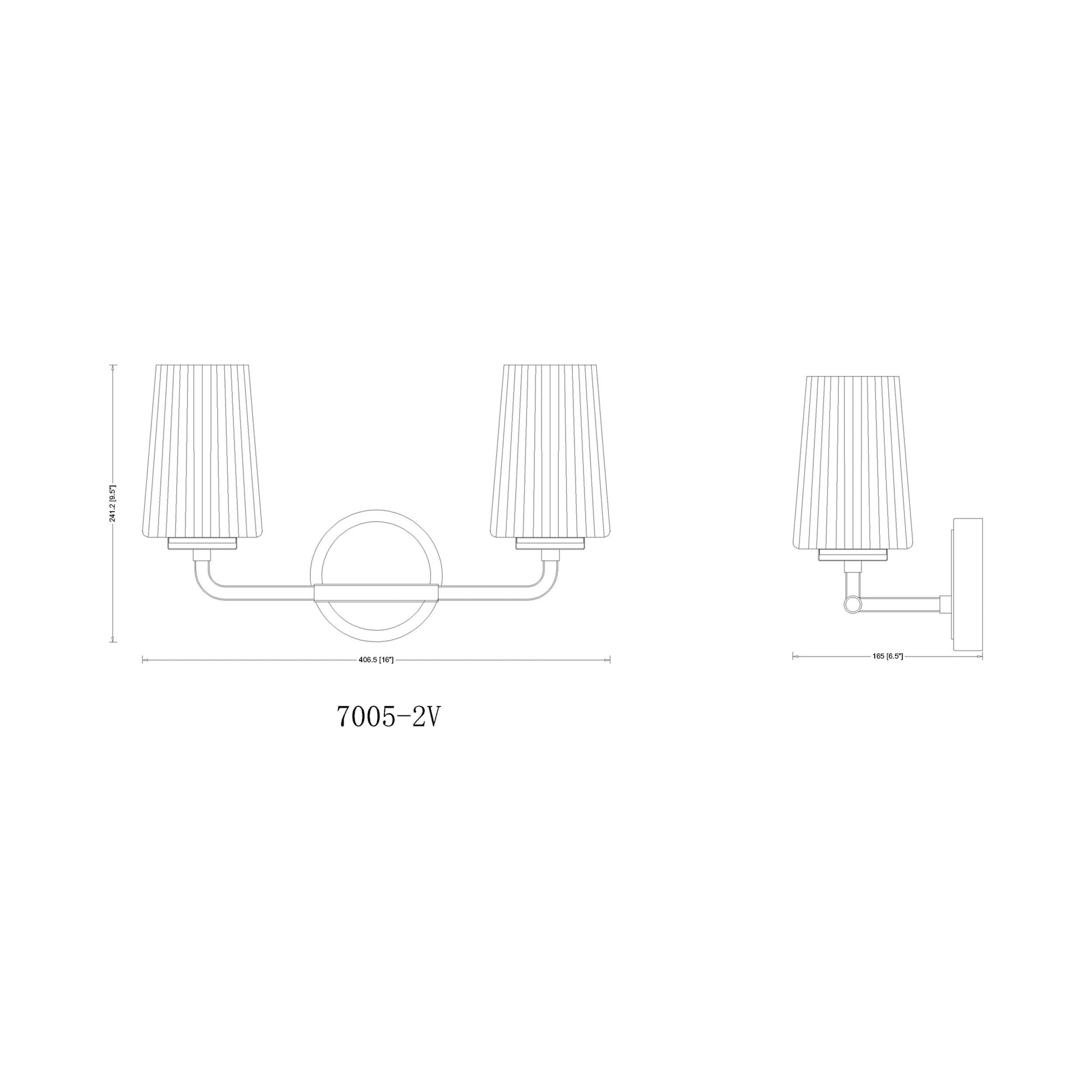 Montford Bath Vanity Light - line drawing.