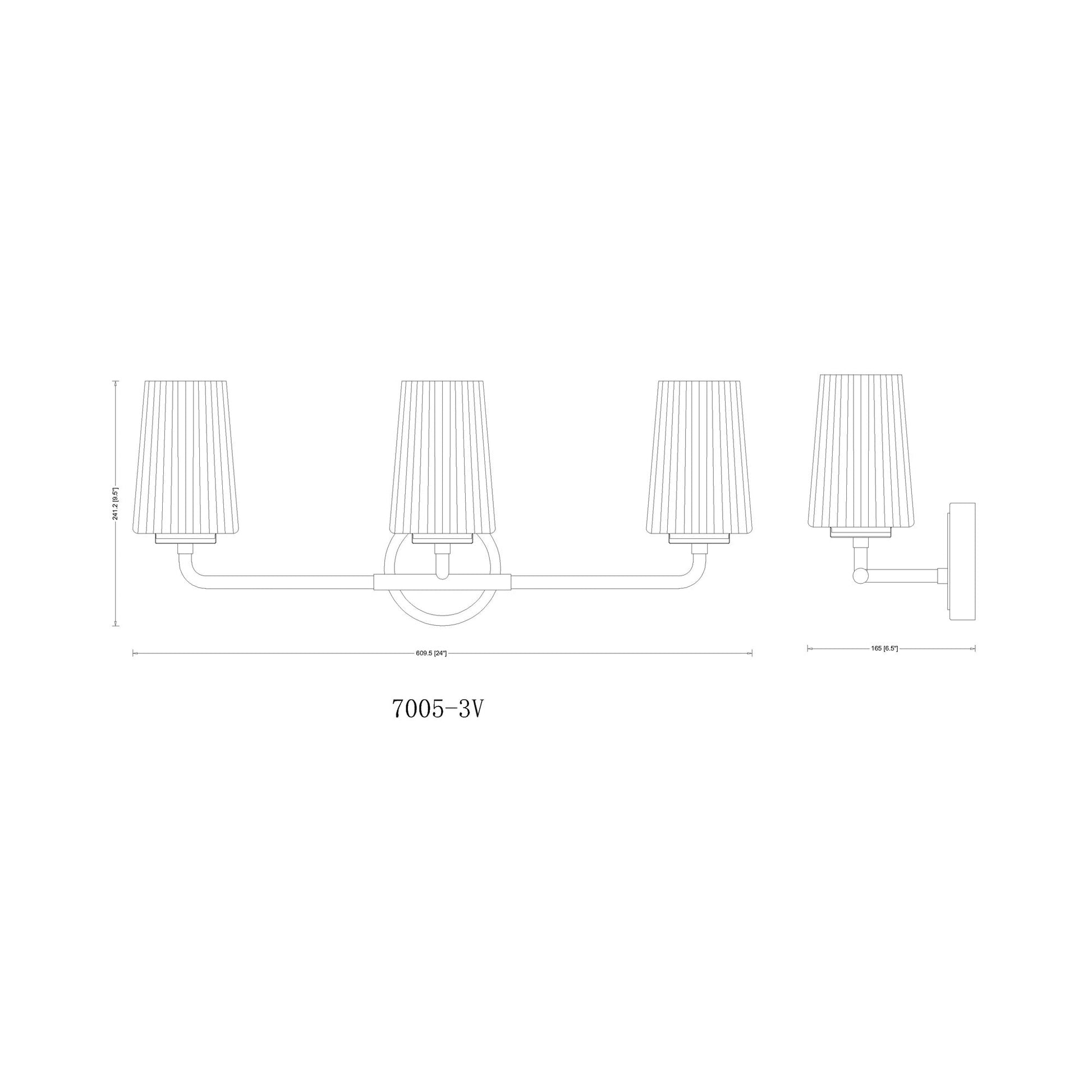 Montford Bath Vanity Light - line drawing.
