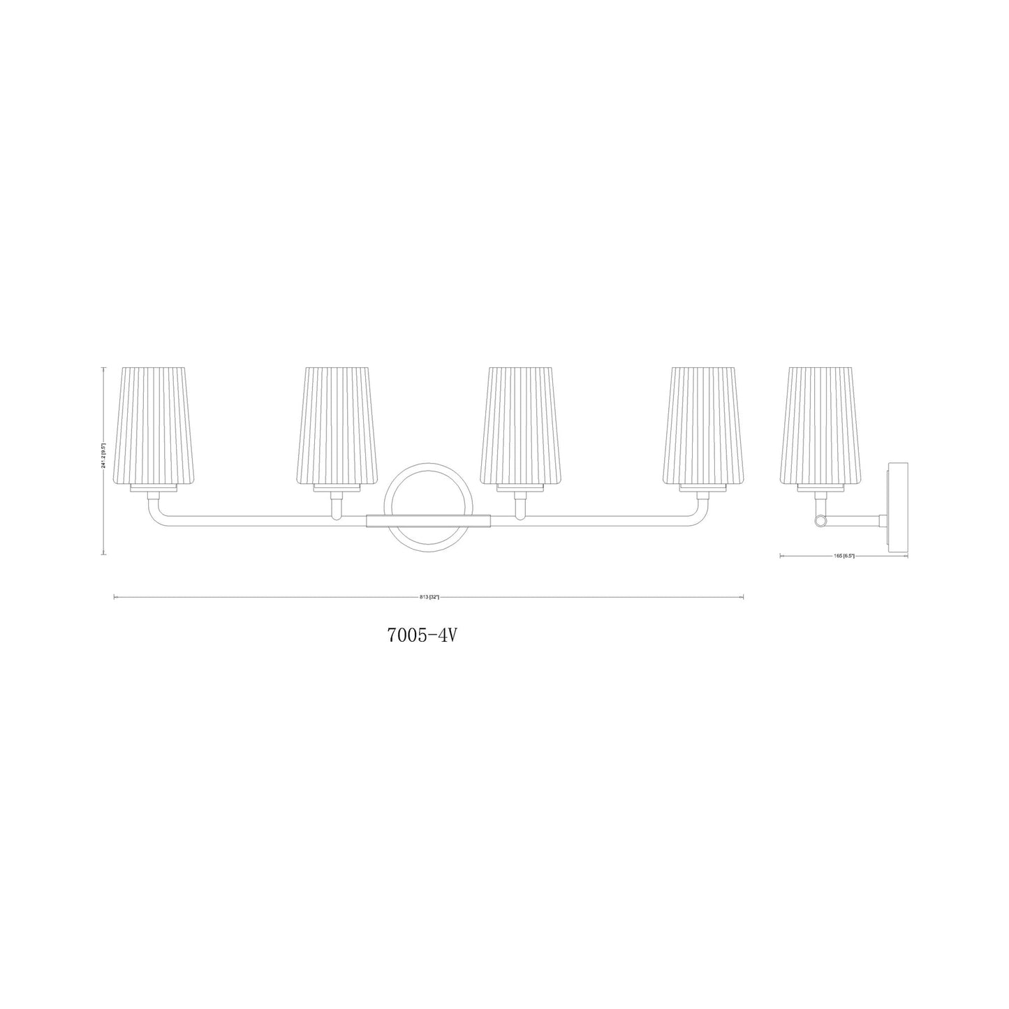 Montford Bath Vanity Light - line drawing.
