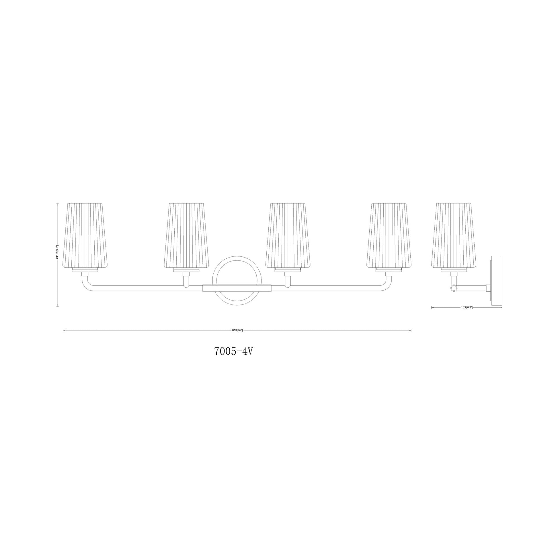 Montford Bath Vanity Light - line drawing.