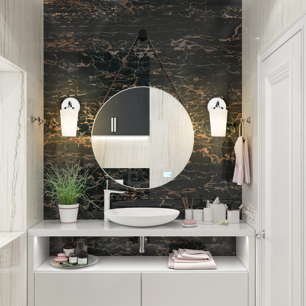 Montford Wall Light in bathroom.