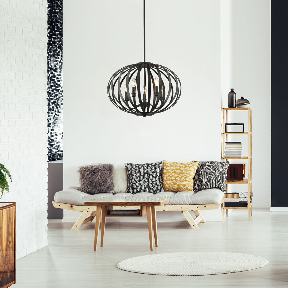 Moundou Chandelier in living room.