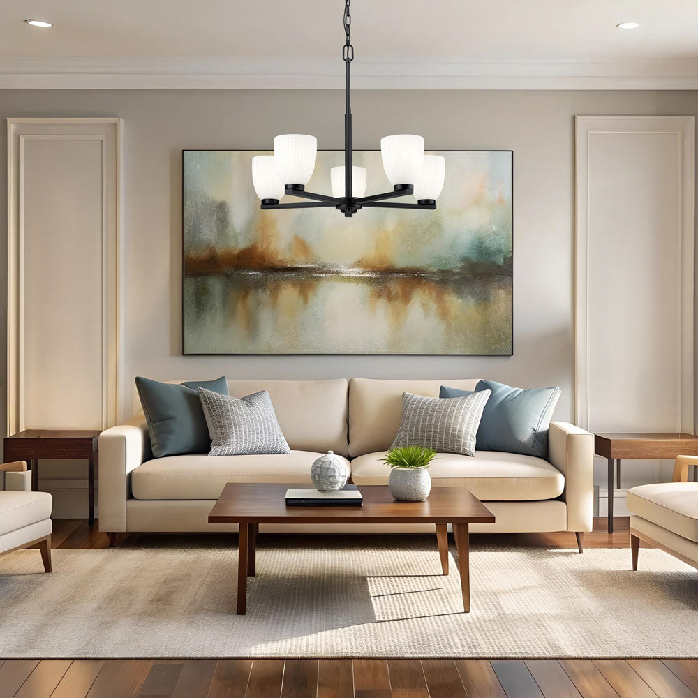 Naya Chandelier in living room.