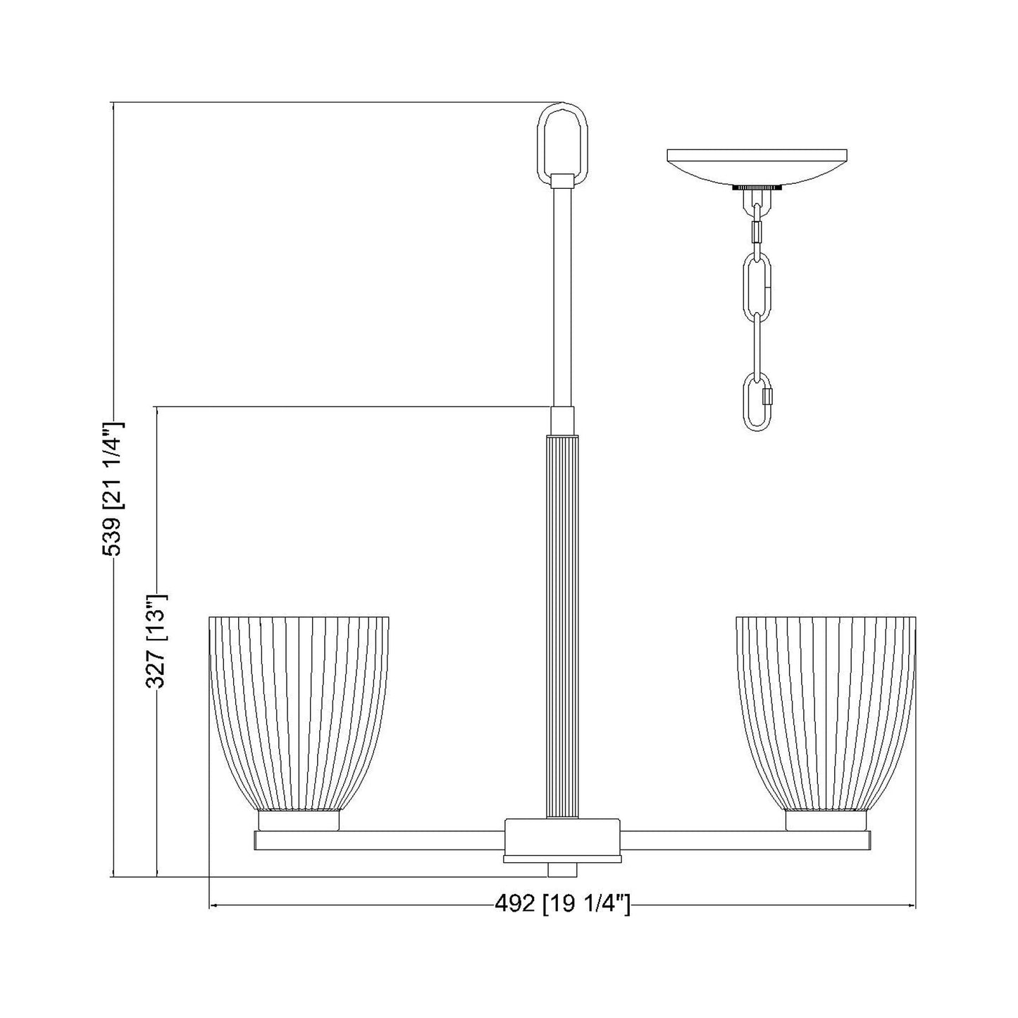 Naya Chandelier - line drawing.