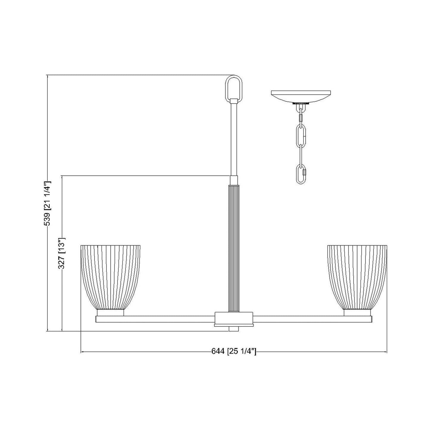 Naya Chandelier - line drawing.