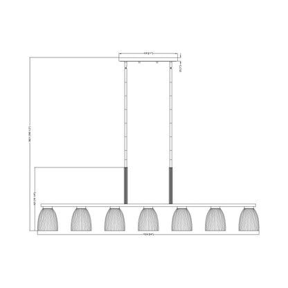 Naya Linear Chandelier - line drawing.