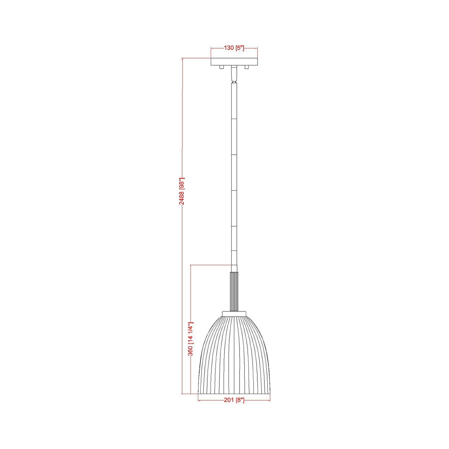 Naya Pendant Light - line drawing.