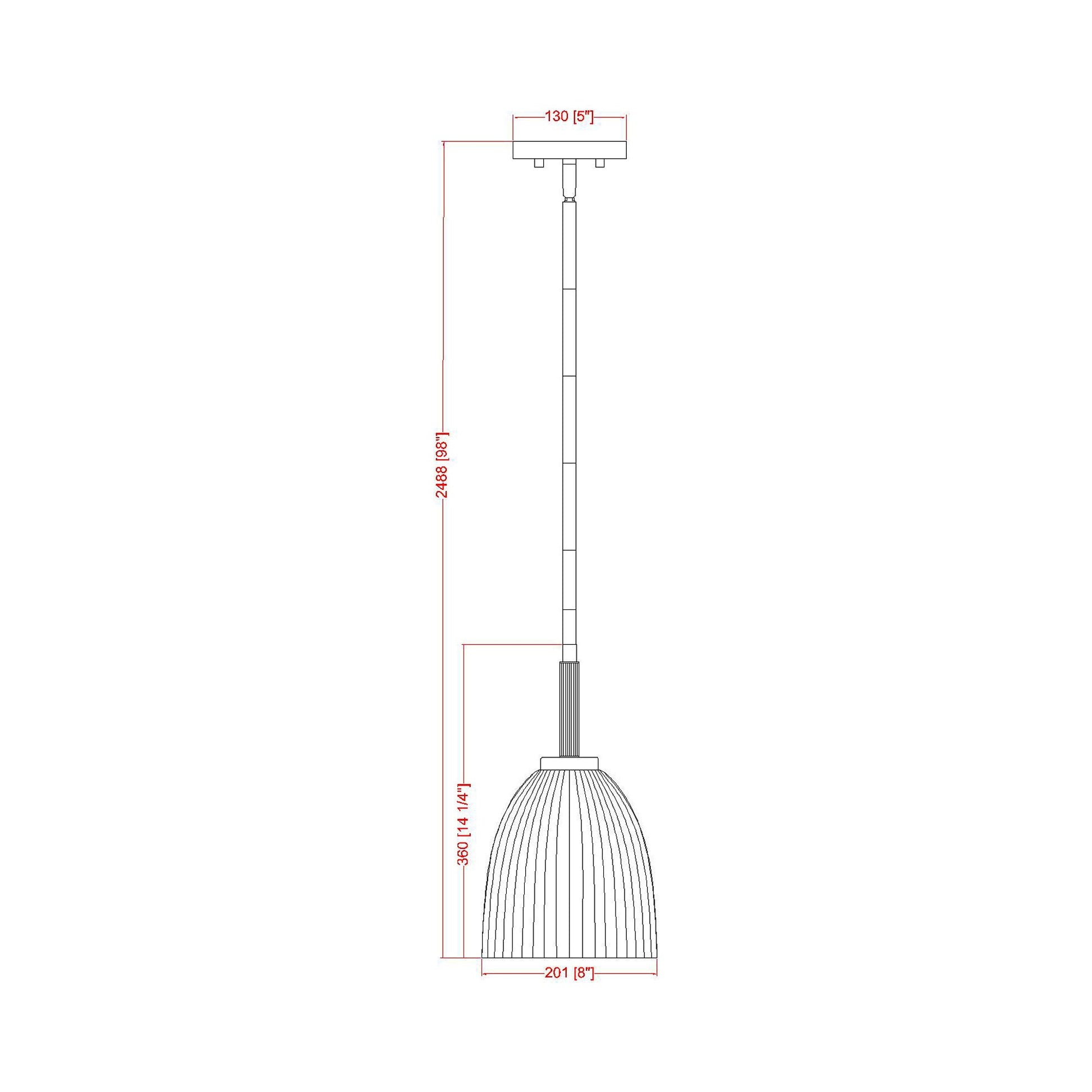 Naya Pendant Light - line drawing.