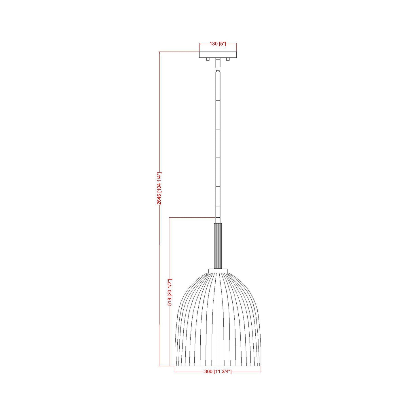 Naya Pendant Light - line drawing.