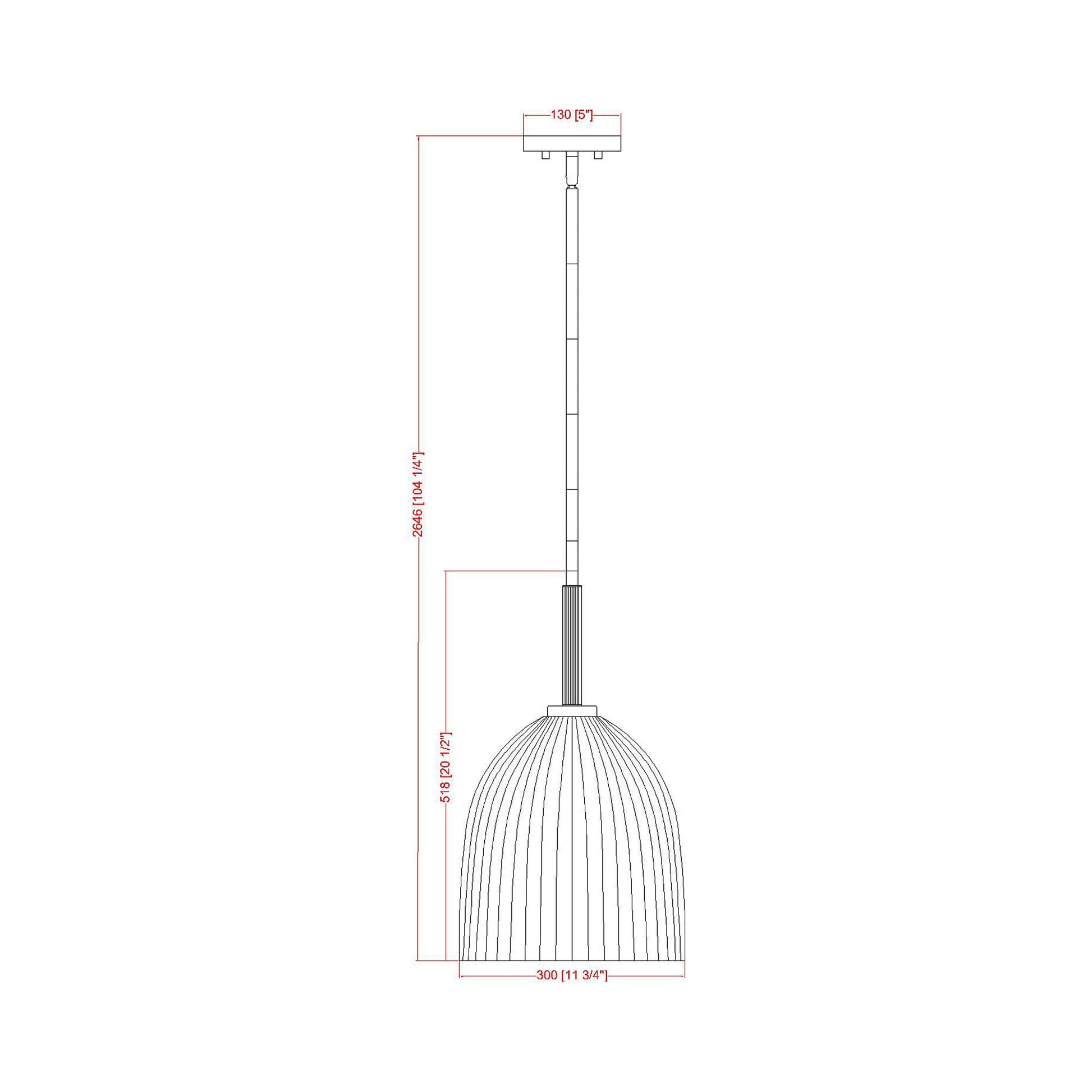 Naya Pendant Light - line drawing.