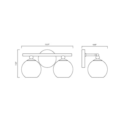 Neoma Bath Vanity Light - line drawing.