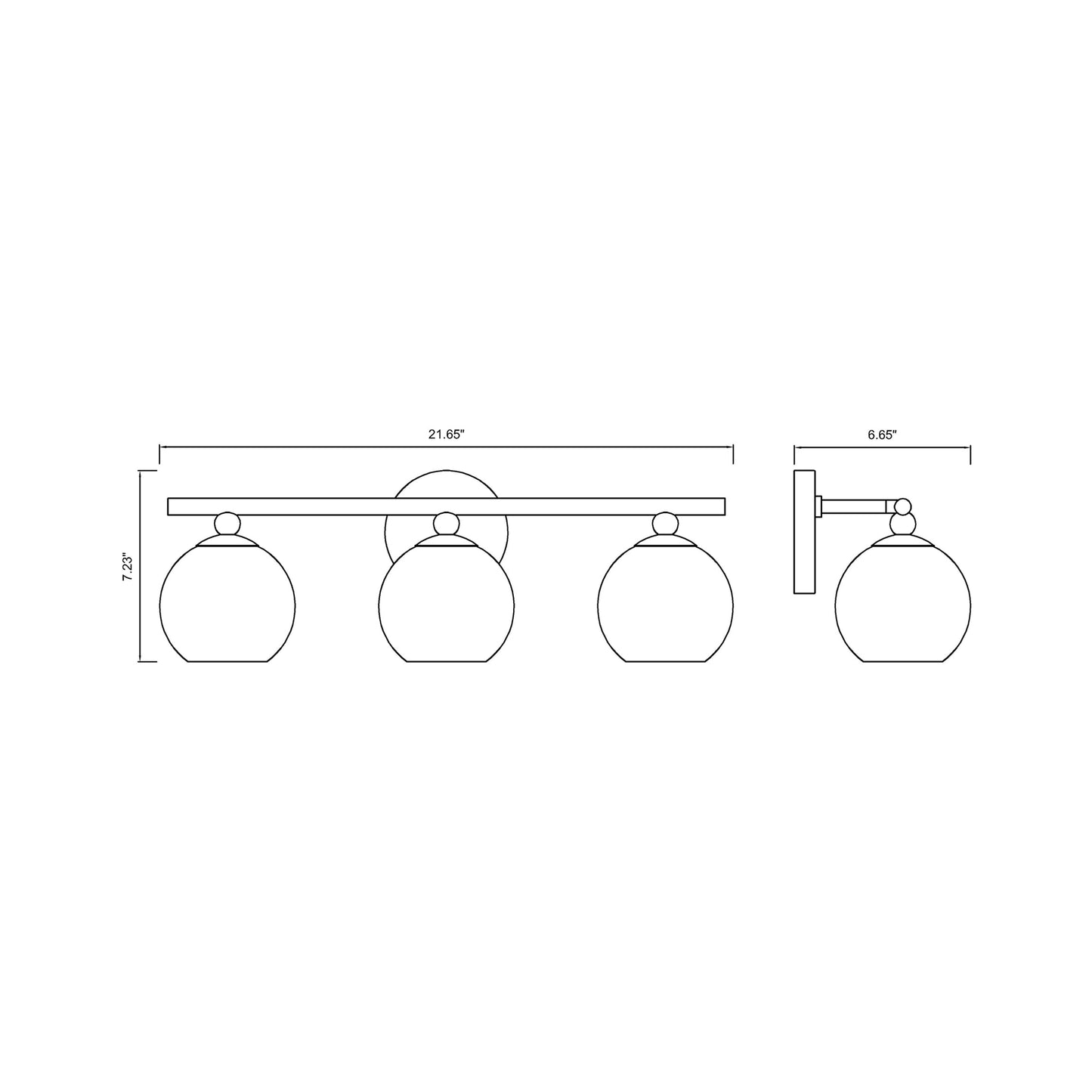 Neoma Bath Vanity Light - line drawing.