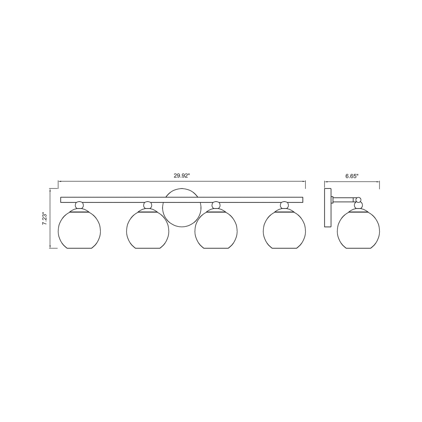 Neoma Bath Vanity Light - line drawing.