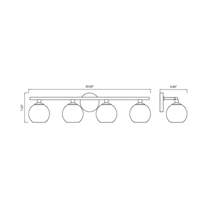 Neoma Bath Vanity Light - line drawing.
