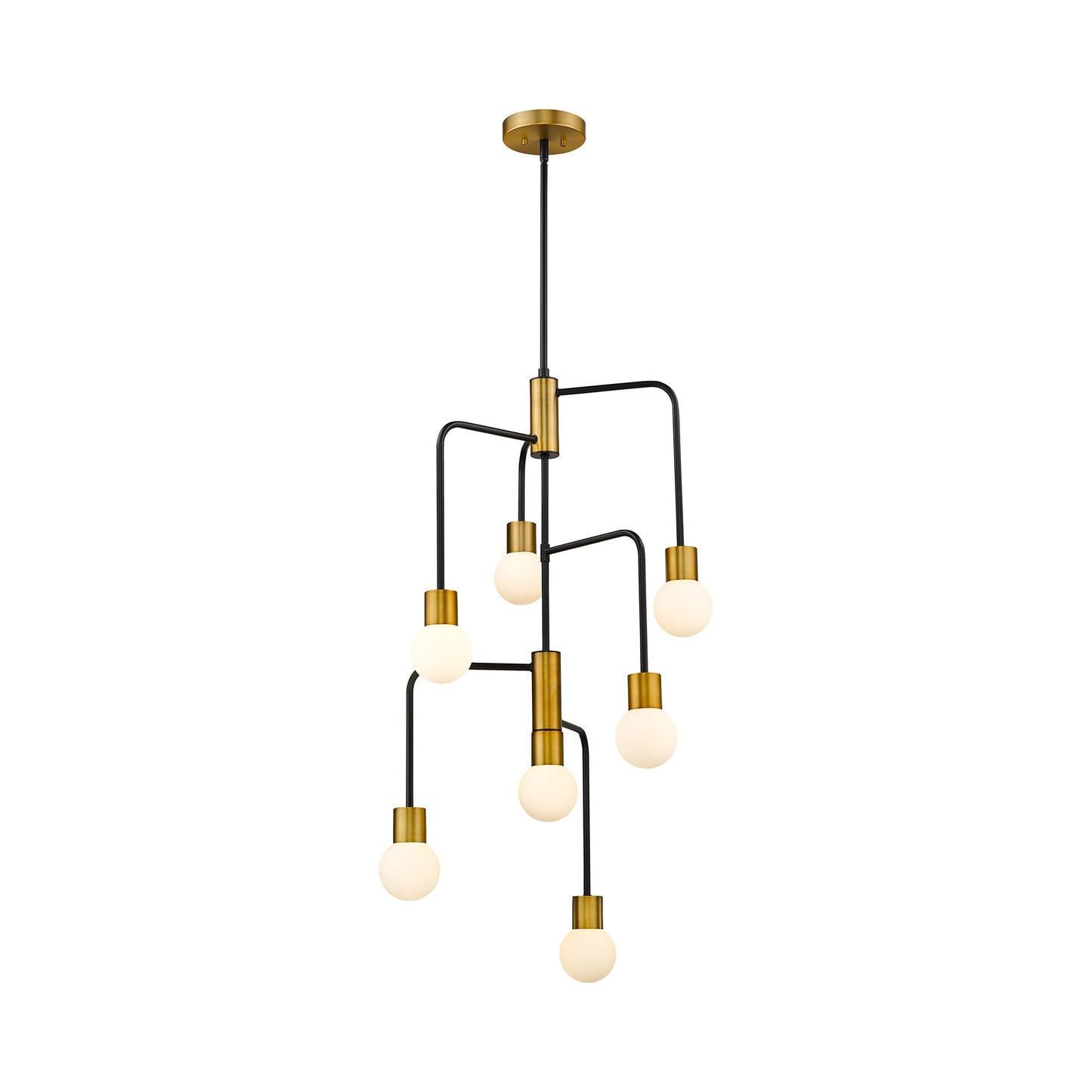 Neutra Chandelier in Matte Black/Foundry Brass (7-Light).