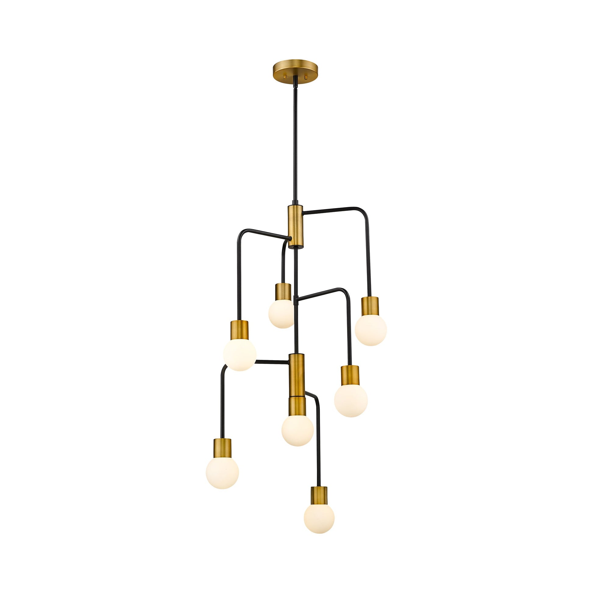 Neutra Chandelier in Matte Black/Foundry Brass (7-Light).