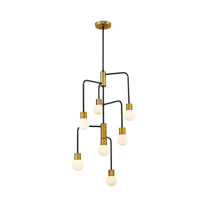 Neutra Chandelier in Matte Black/Foundry Brass (7-Light).