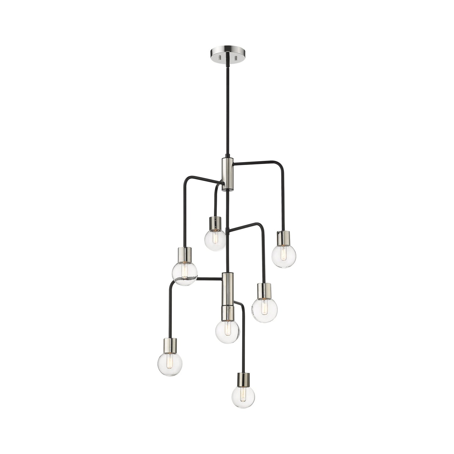 Neutra Chandelier in Matte Black/Polished Nickel (7-Light).