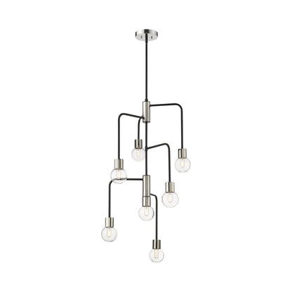 Neutra Chandelier in Matte Black/Polished Nickel (7-Light).