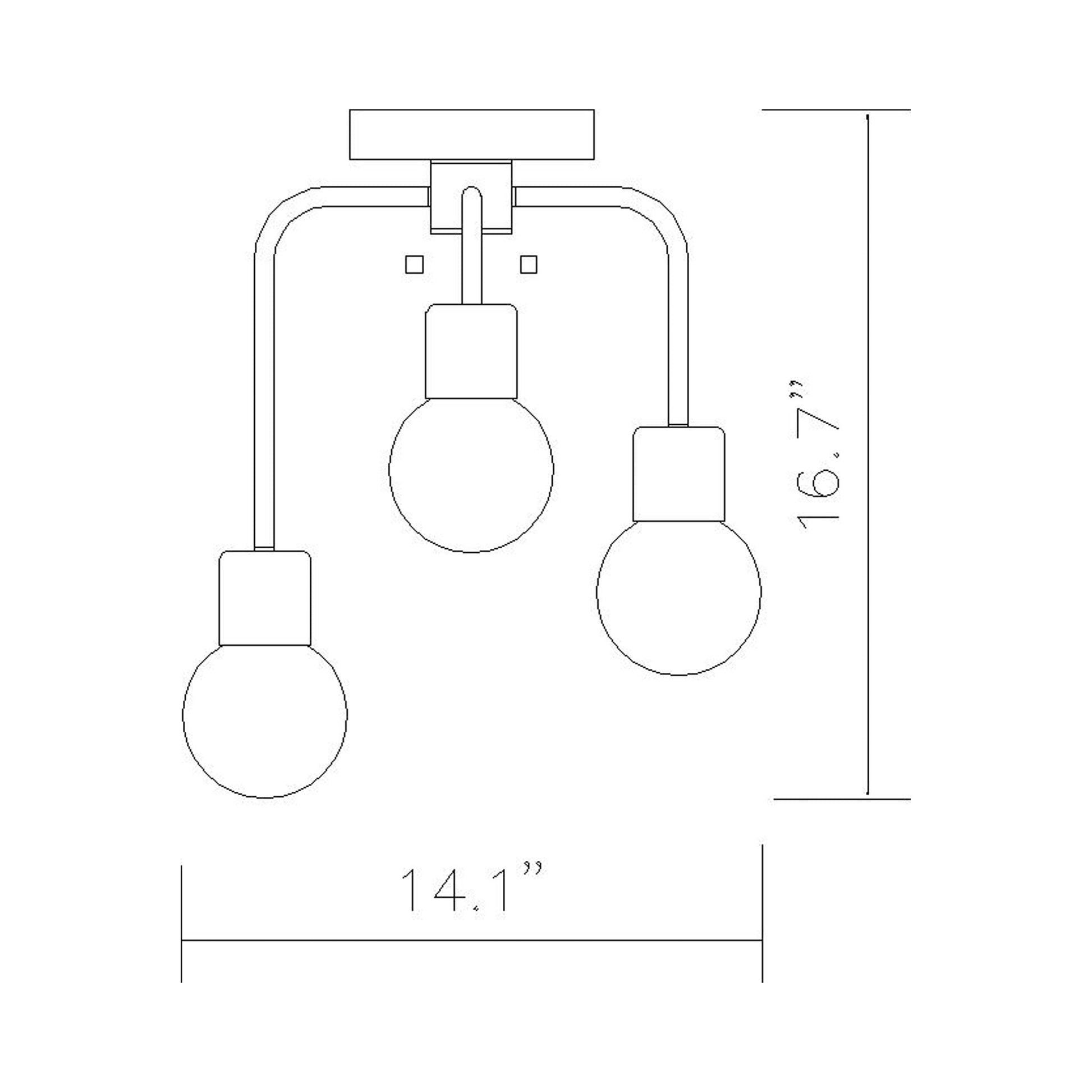 Neutra Semi Flush Mount Ceiling Light - line drawing.