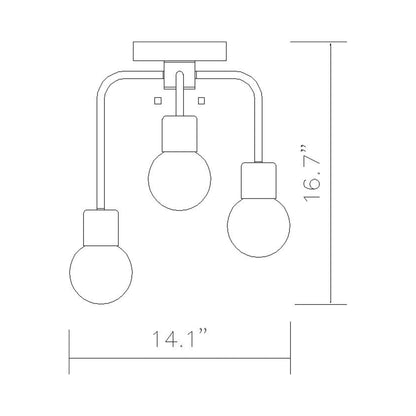 Neutra Semi Flush Mount Ceiling Light - line drawing.