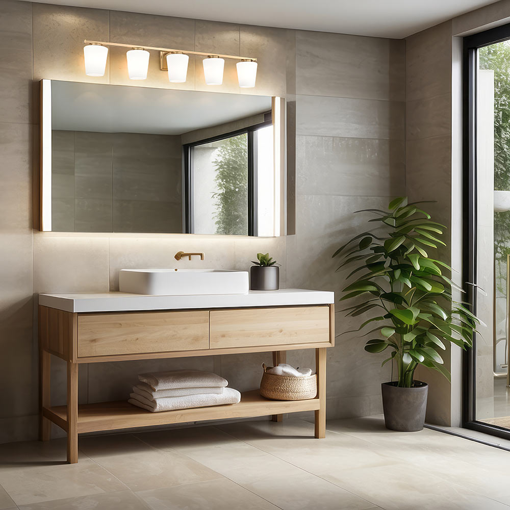 Nextra Bath Vanity Light in bathroom.