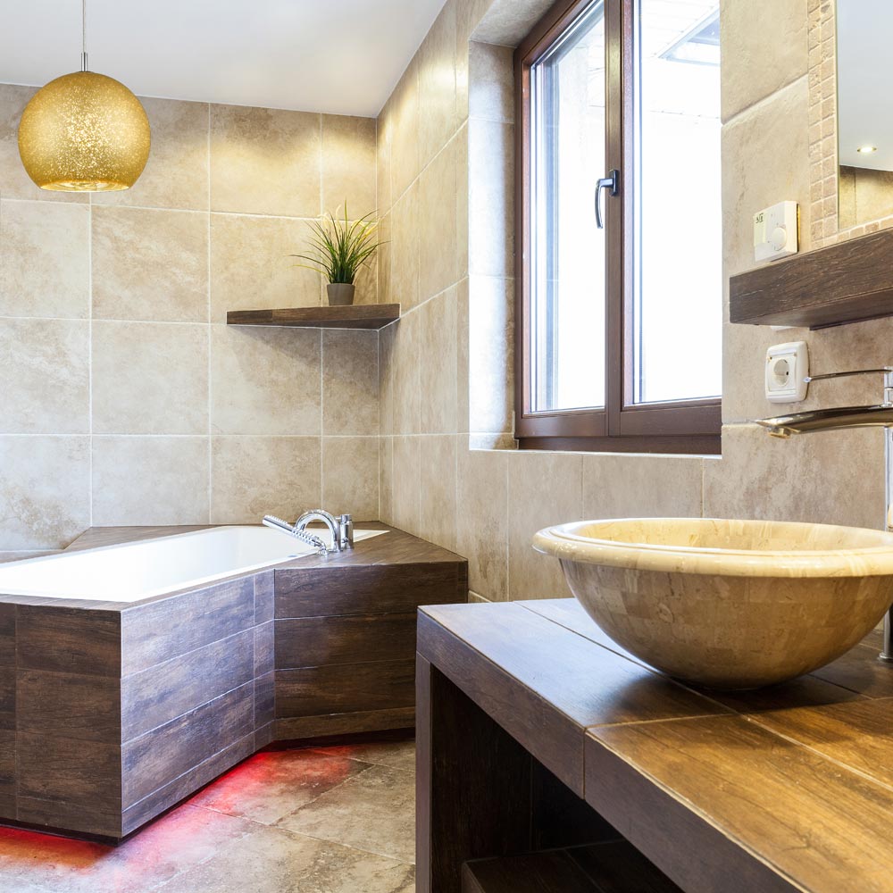 Nimbus Pendant Light in bathroom.
