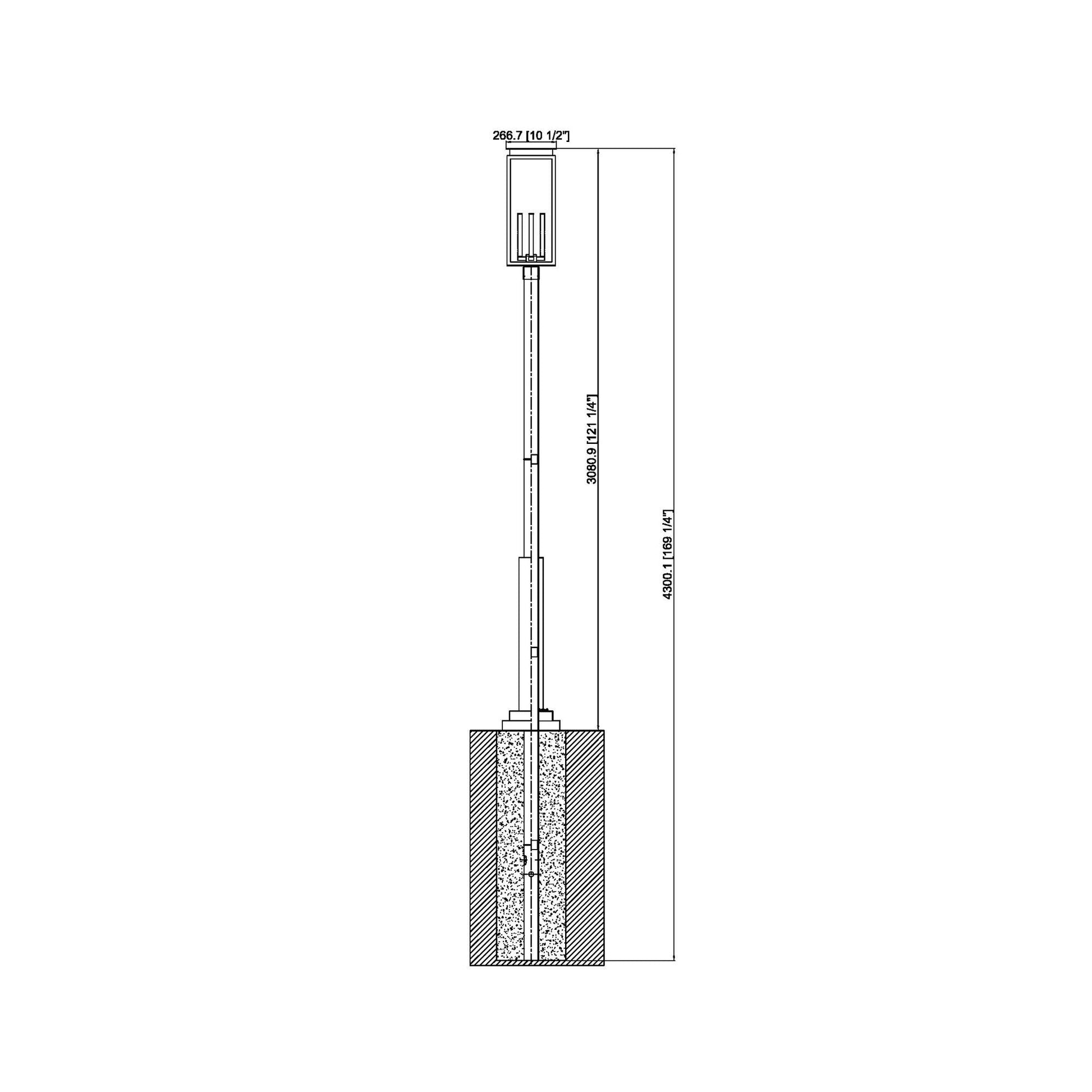 Nova 5010 Outdoor Post Light - line drawing.