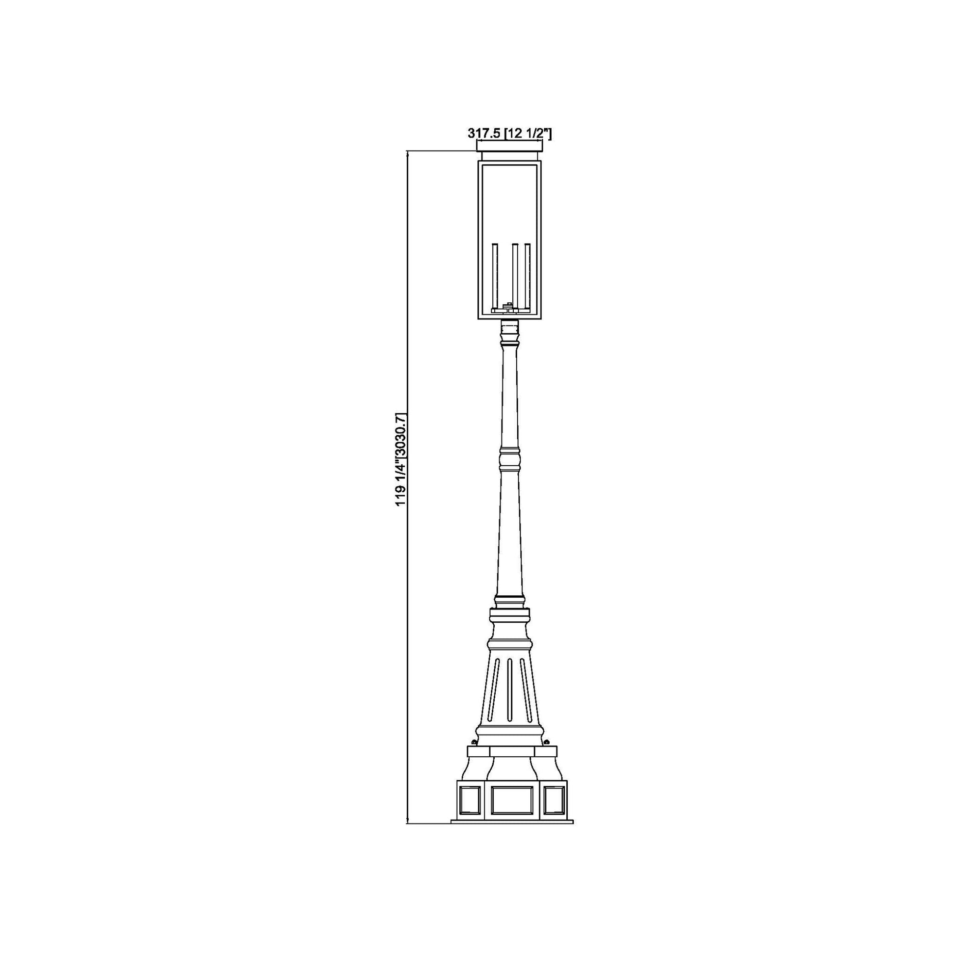 Nova 564 Outdoor Post Light - line drawing.