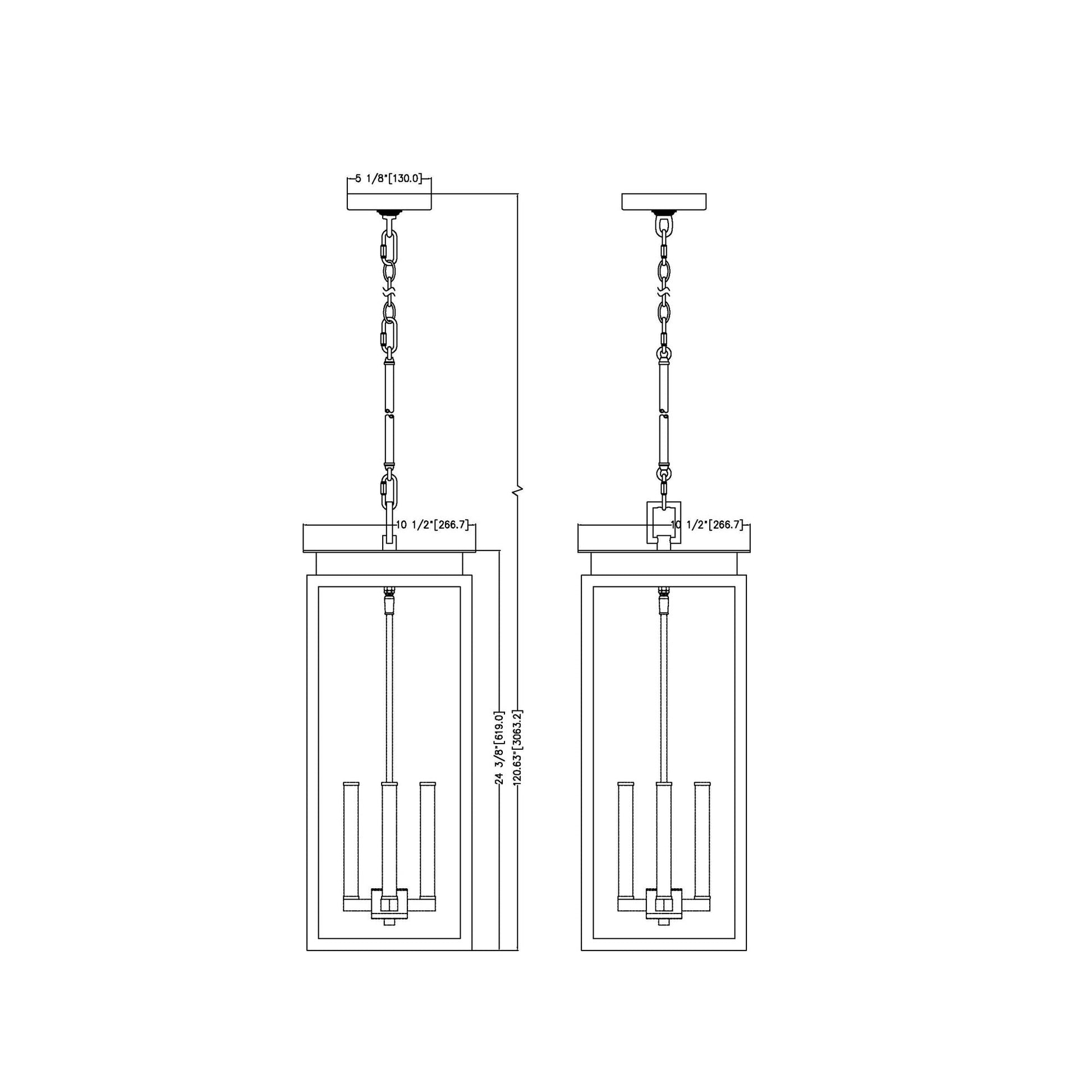 Nova Outdoor Pendant Light - line drawing.
