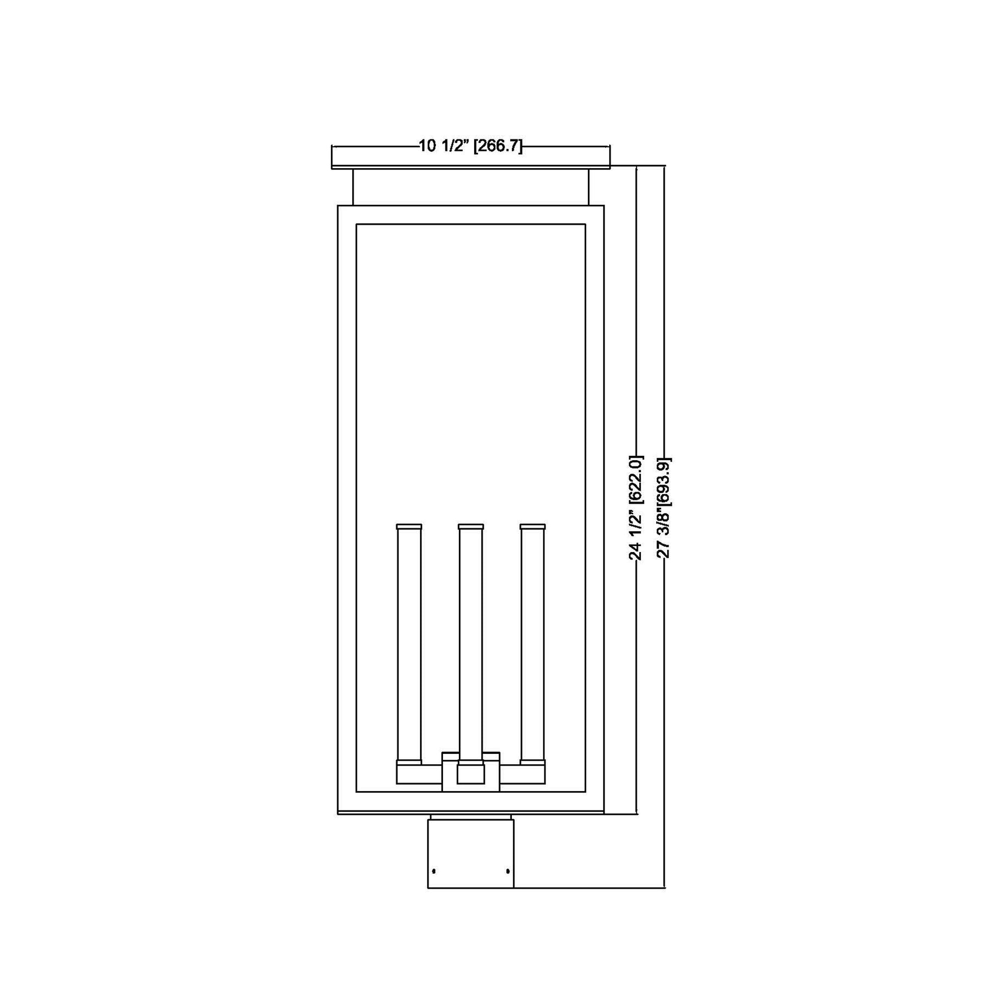 Nova Outdoor Post Mount Light - line drawing.