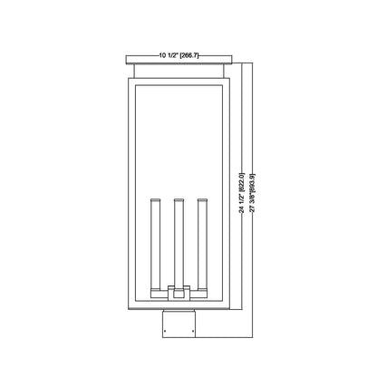 Nova Outdoor Post Mount Light - line drawing.