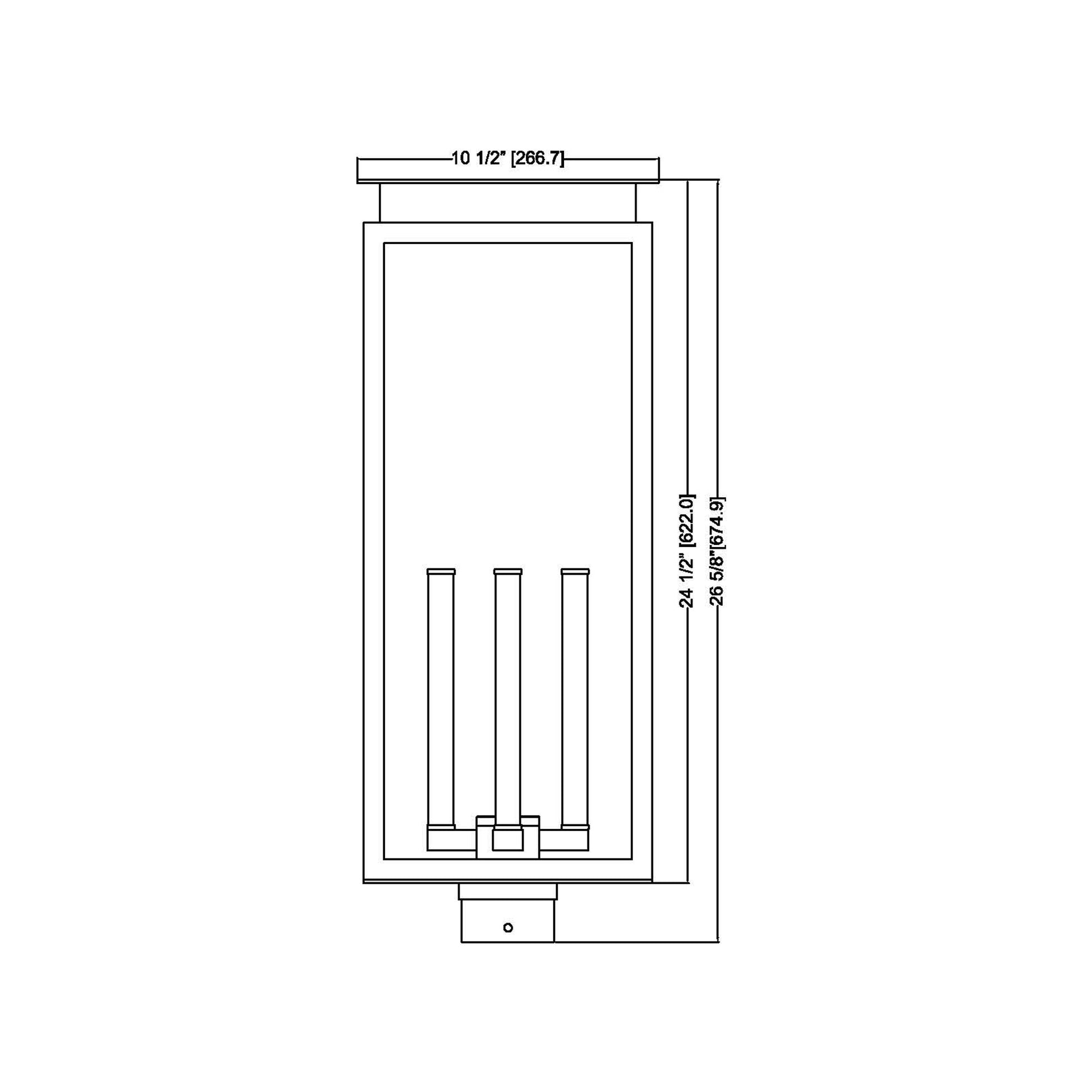 Nova Outdoor Post Mount Light - line drawing.