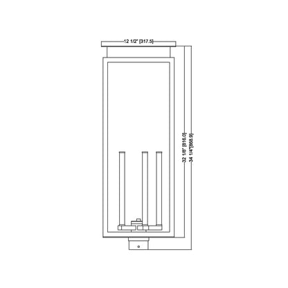 Nova Outdoor Post Mount Light - line drawing.