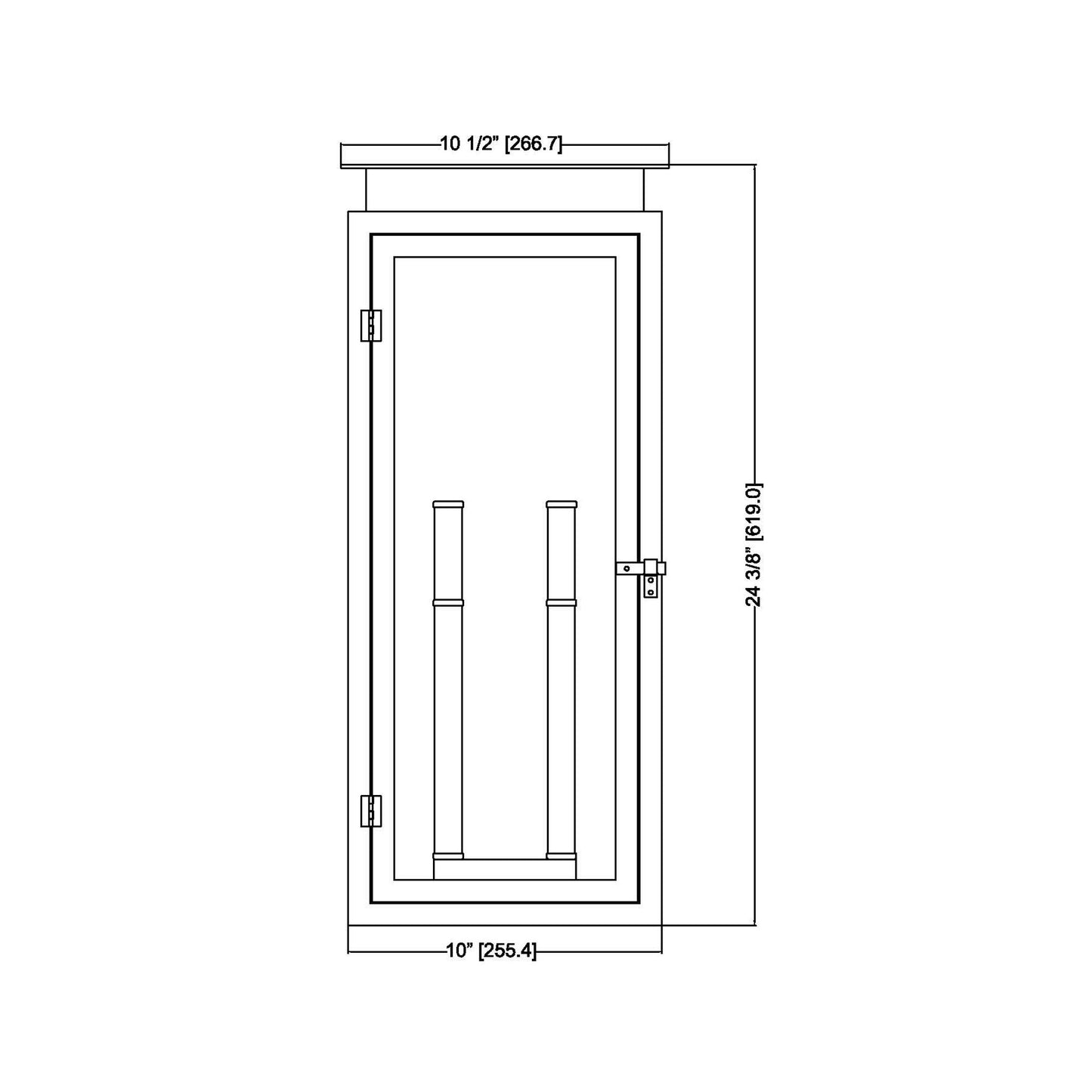 Nova Outdoor Wall Light - line drawing.