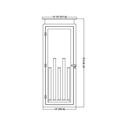 Nova Outdoor Wall Light - line drawing.