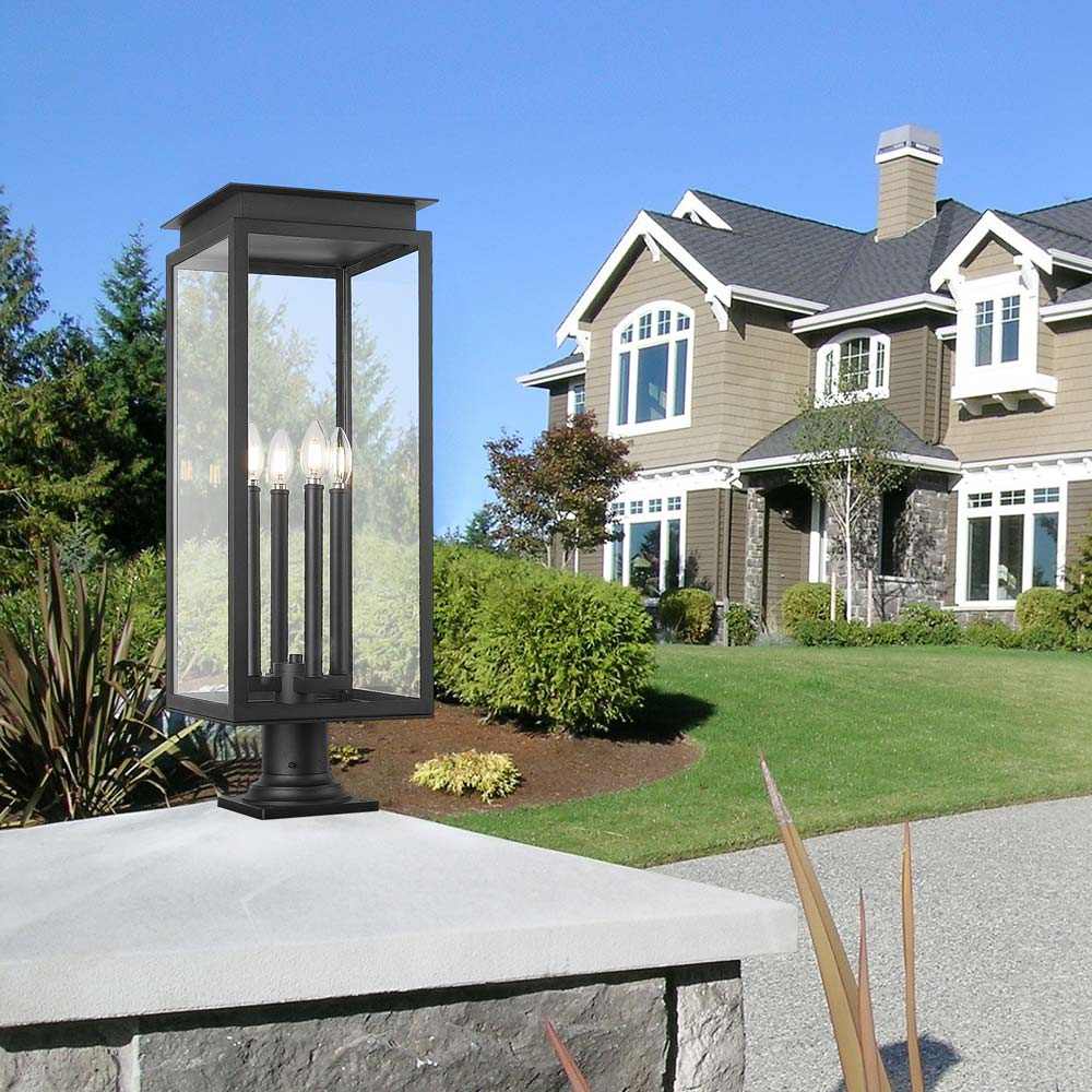Nova Round Outdoor Pier Mount Light in Outside Area.