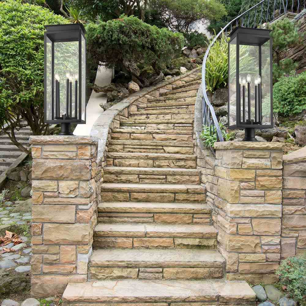 Nova Round Outdoor Pier Mount Light in Outside Area.