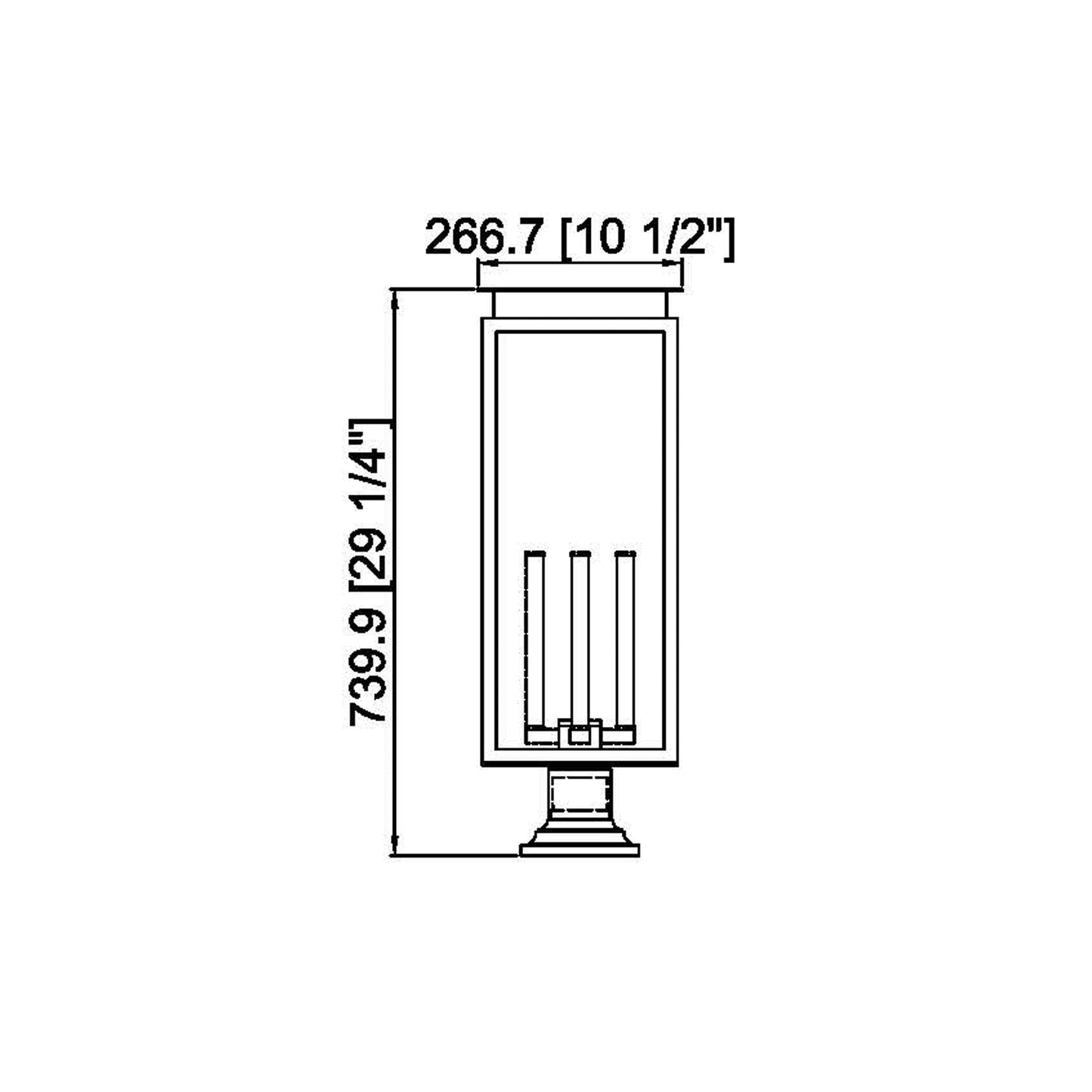 Nova Round Outdoor Pier Mount Light - line drawing.