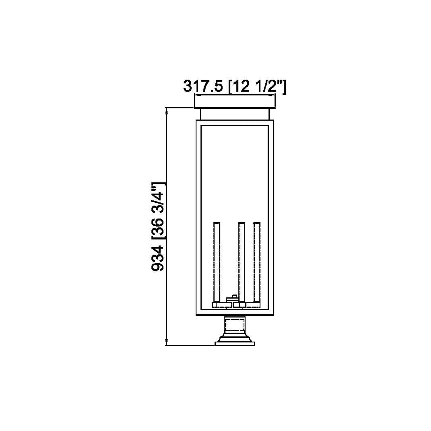 Nova Round Outdoor Pier Mount Light - line drawing.