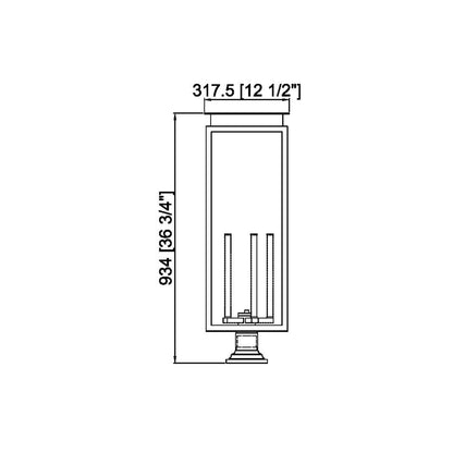 Nova Round Outdoor Pier Mount Light - line drawing.