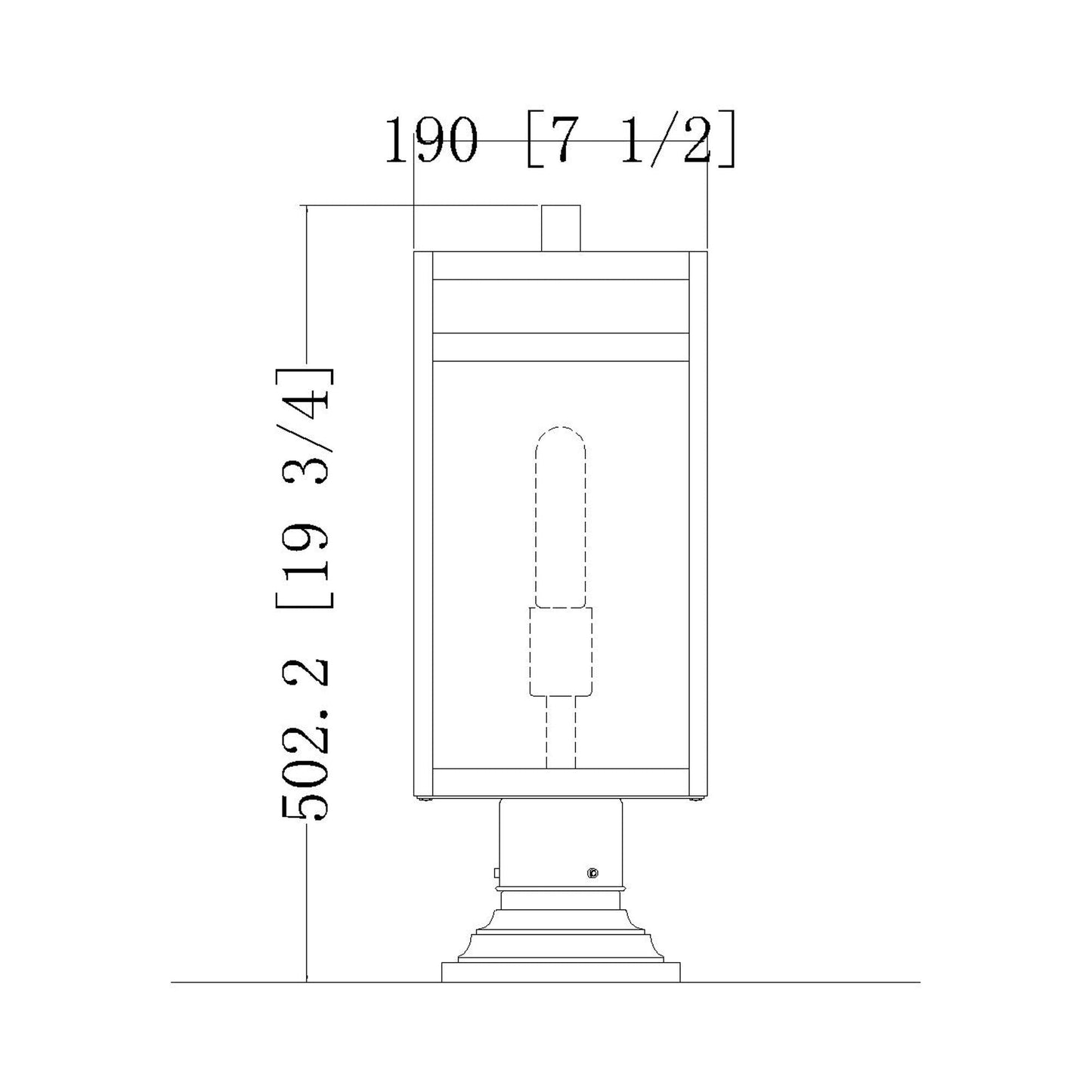 Nuri 533PM Outdoor Pier Mount Light - line drawing.