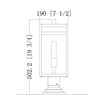 Nuri 533PM Outdoor Pier Mount Light - line drawing.