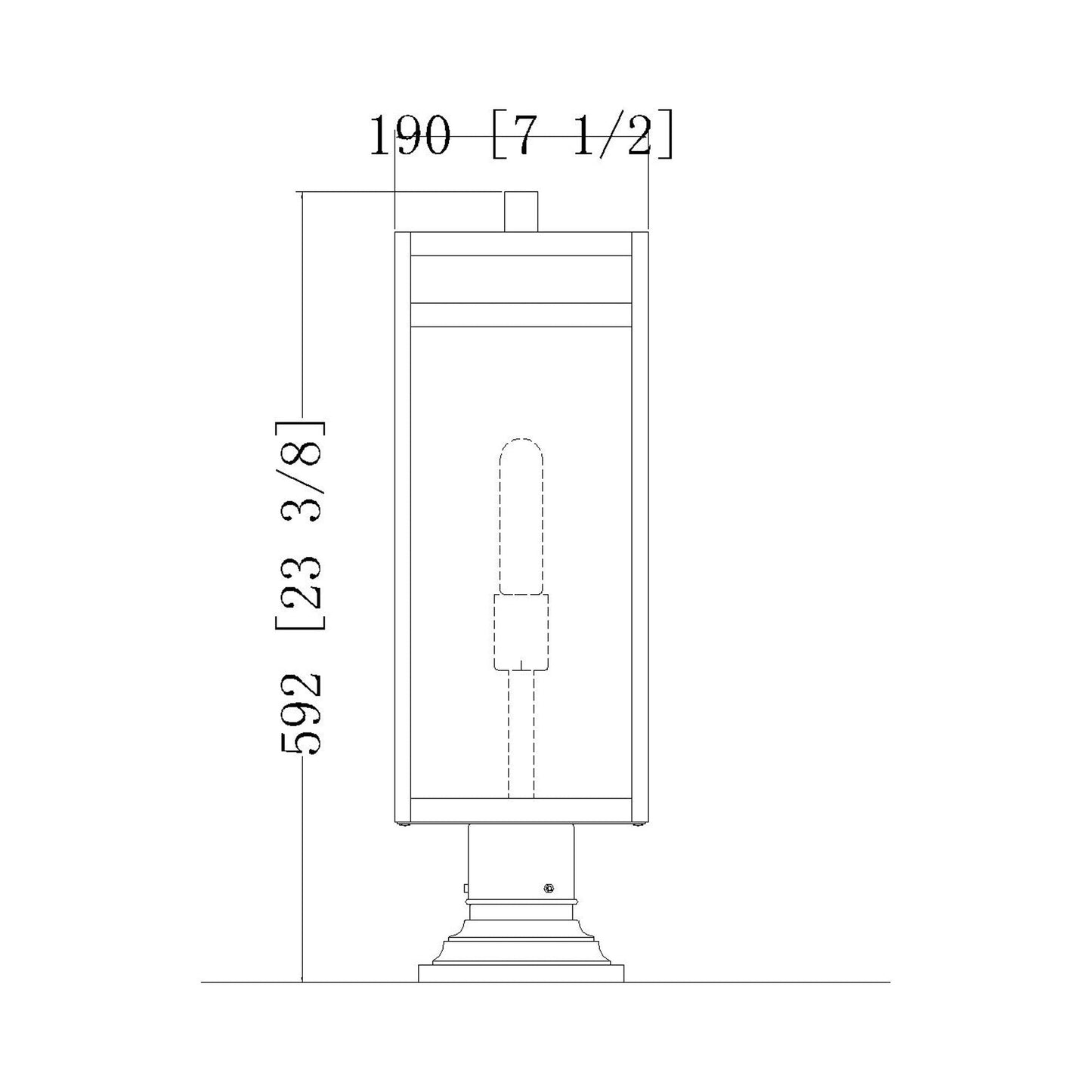 Nuri 533PM Outdoor Pier Mount Light - line drawing.