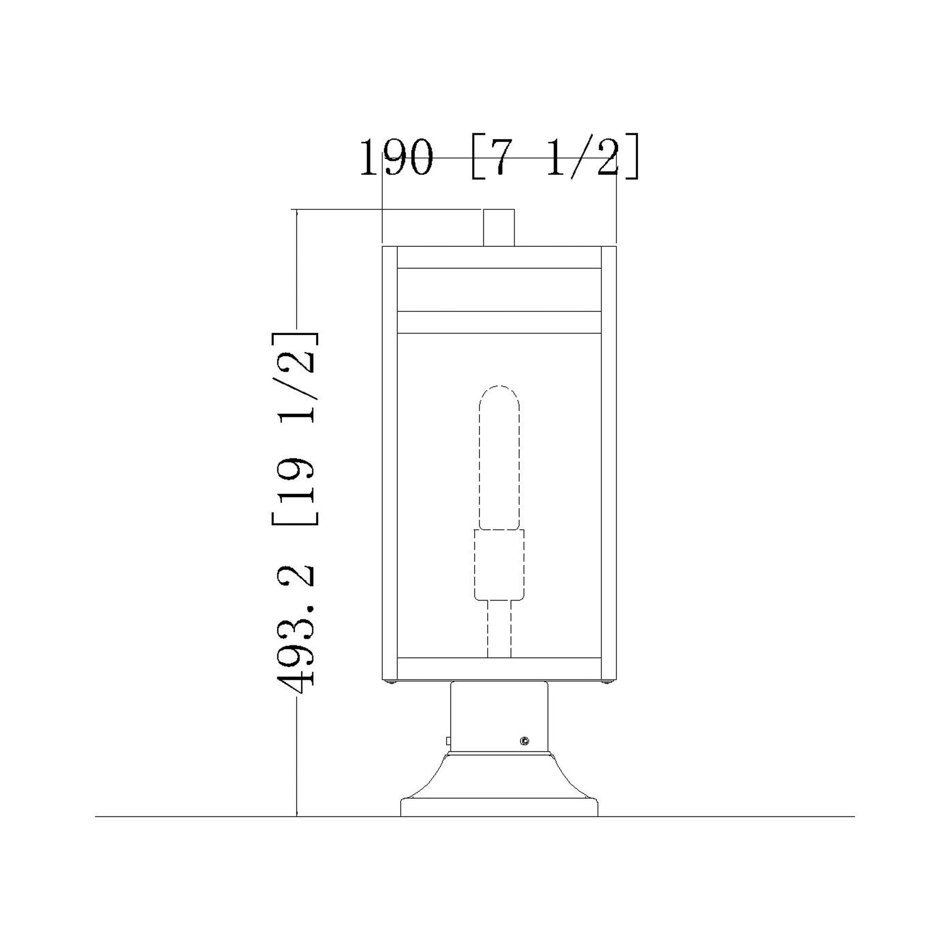 Nuri 553PM Outdoor Pier Mount Light - line drawing.
