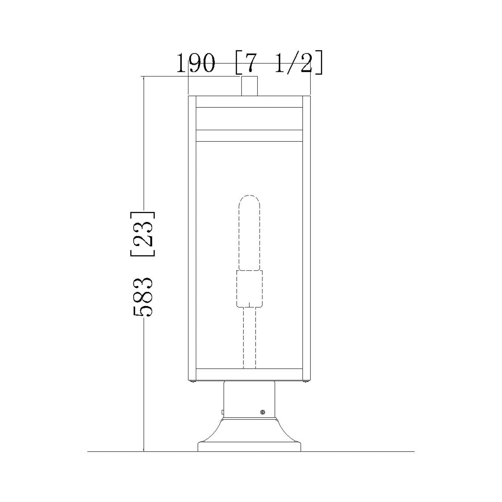 Nuri 553PM Outdoor Pier Mount Light - line drawing.